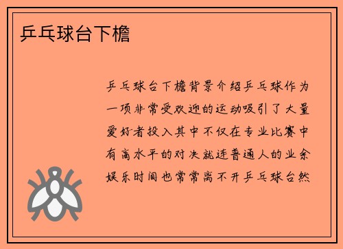 乒乓球台下檐